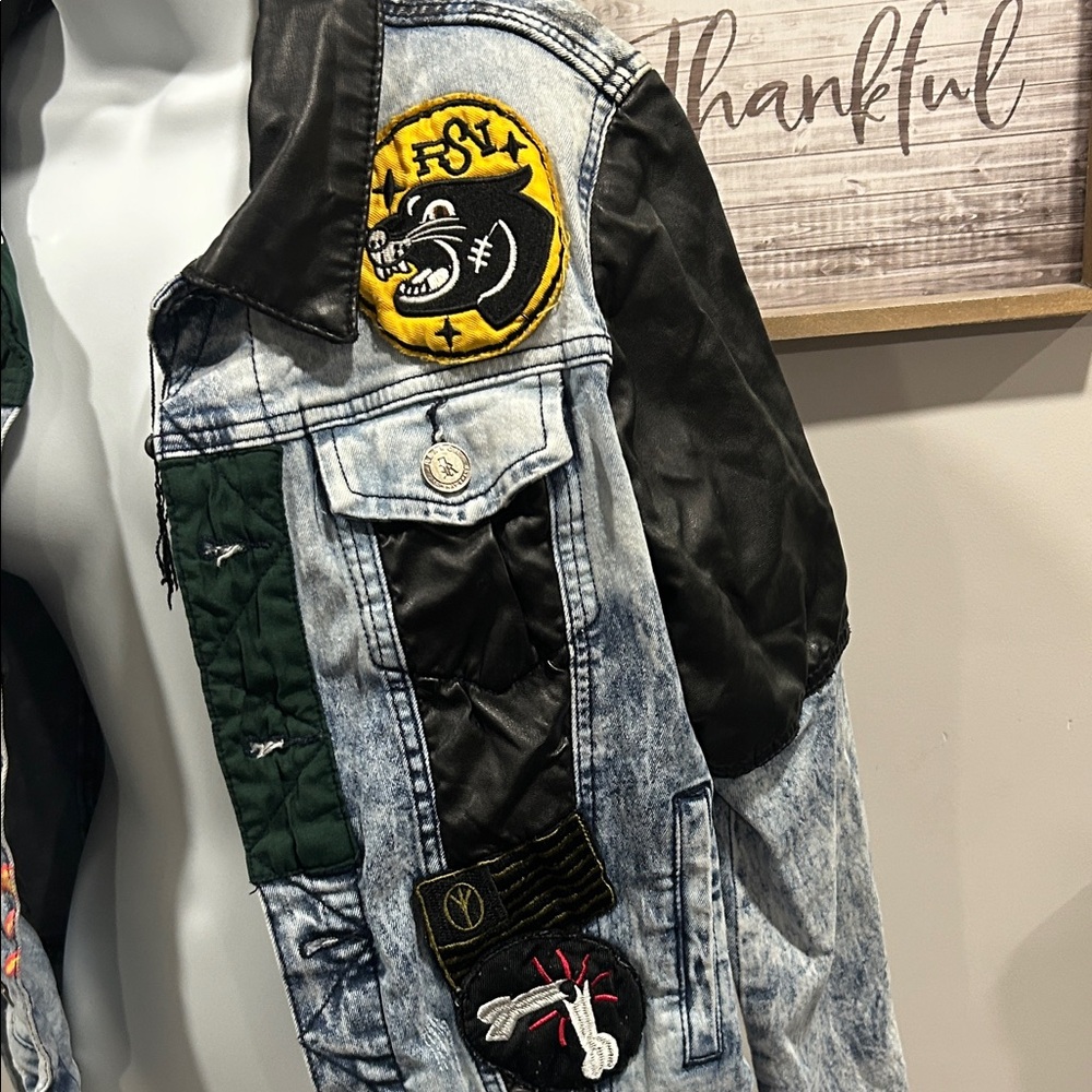 Reason Multicolor Patchwork Bomber Jacket NWT - image 3